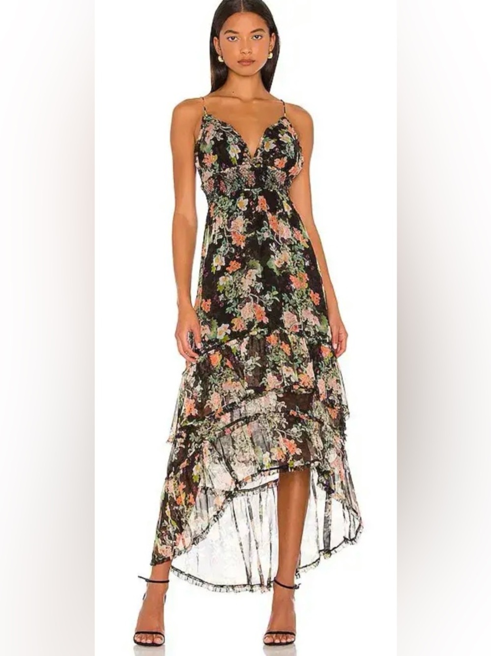 Alice + Olivia Imogene Hi-Low Spaghetti Strap Dress in Black